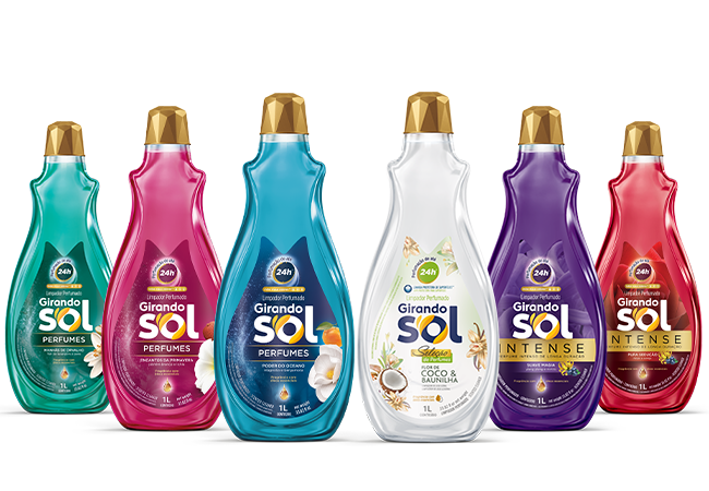 Linha de Limpador Perfumado para Casa, Ambientes e Banheiros Girando Sol
