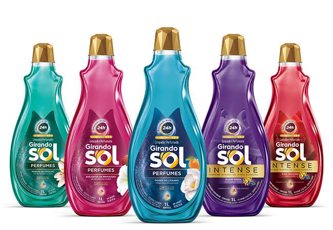 Linha de Limpador Perfumado para Casa, Ambientes e Banheiros Girando Sol