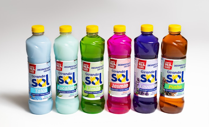 desinfetante girando sol