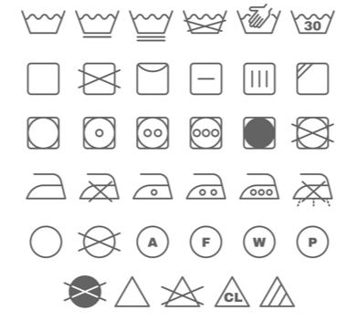 simbolos de etiquetas roupas