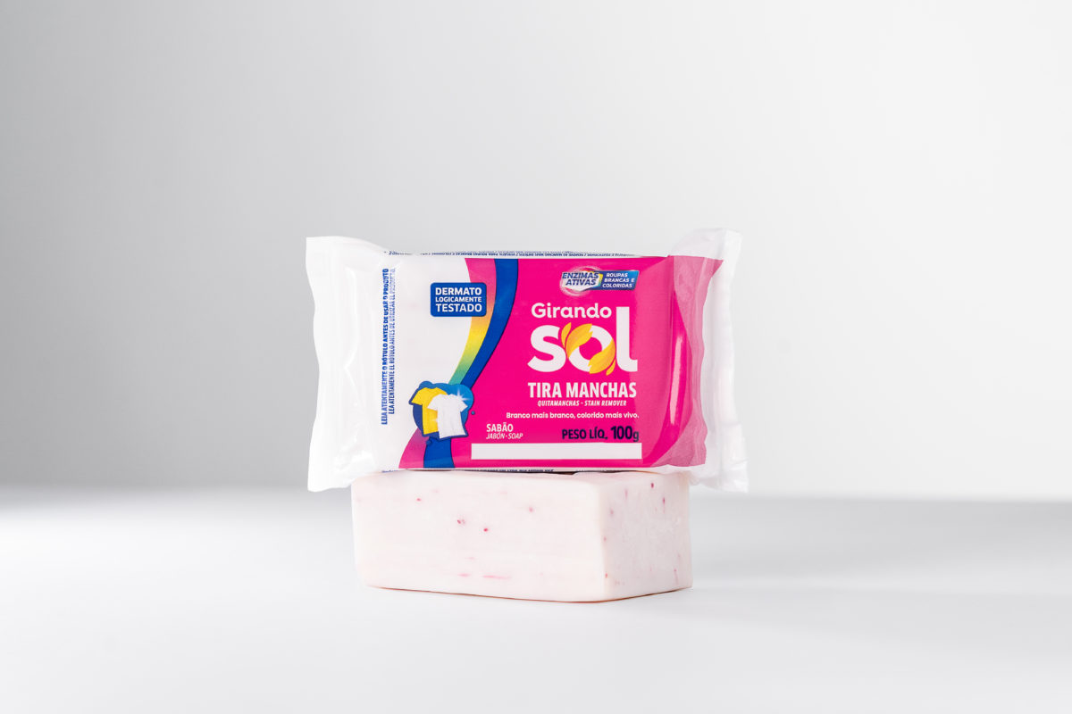 Nova embalagem Sabão Tira Manchas Girando Sol