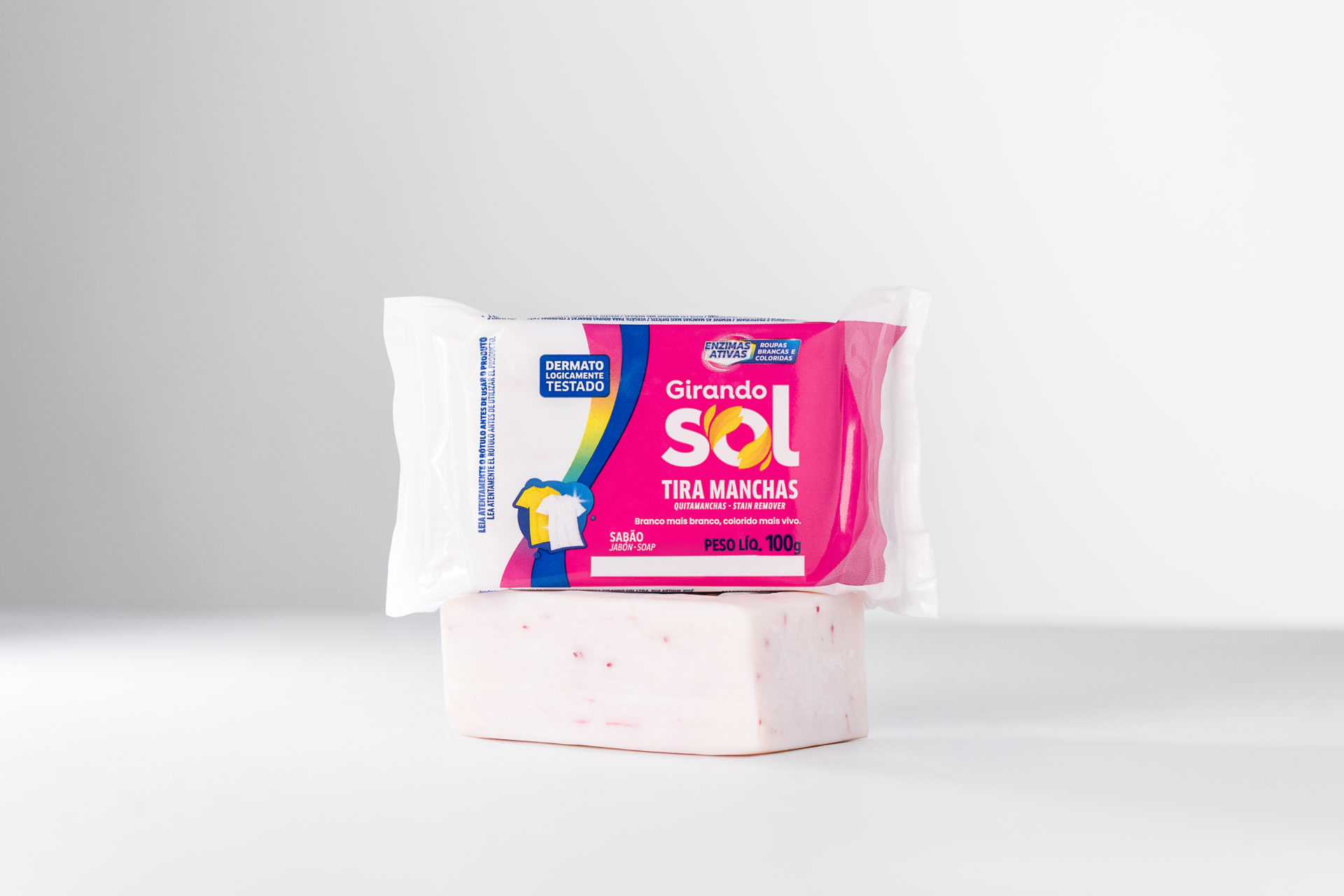 Nova embalagem Sabão Tira Manchas Girando Sol