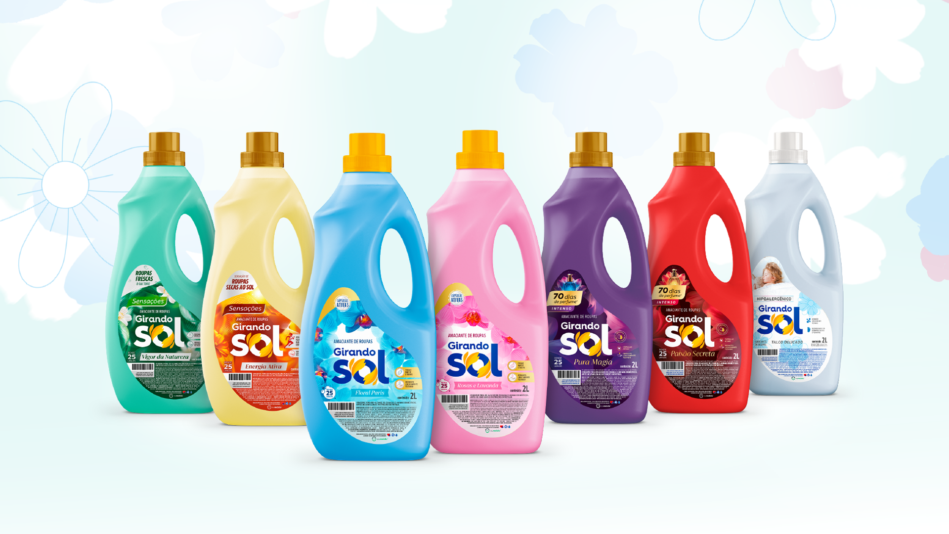 Linha de Amaciante Diluído Girando Sol ganha novo visual e fragrâncias ainda mais especiais