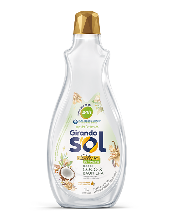 Embalagem Limpador Perfumado para Casa, Ambientes e Banheiros Flor de Coco & Baunilha